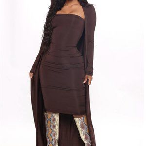 Still Fallin' For Him Dress Set - Brown